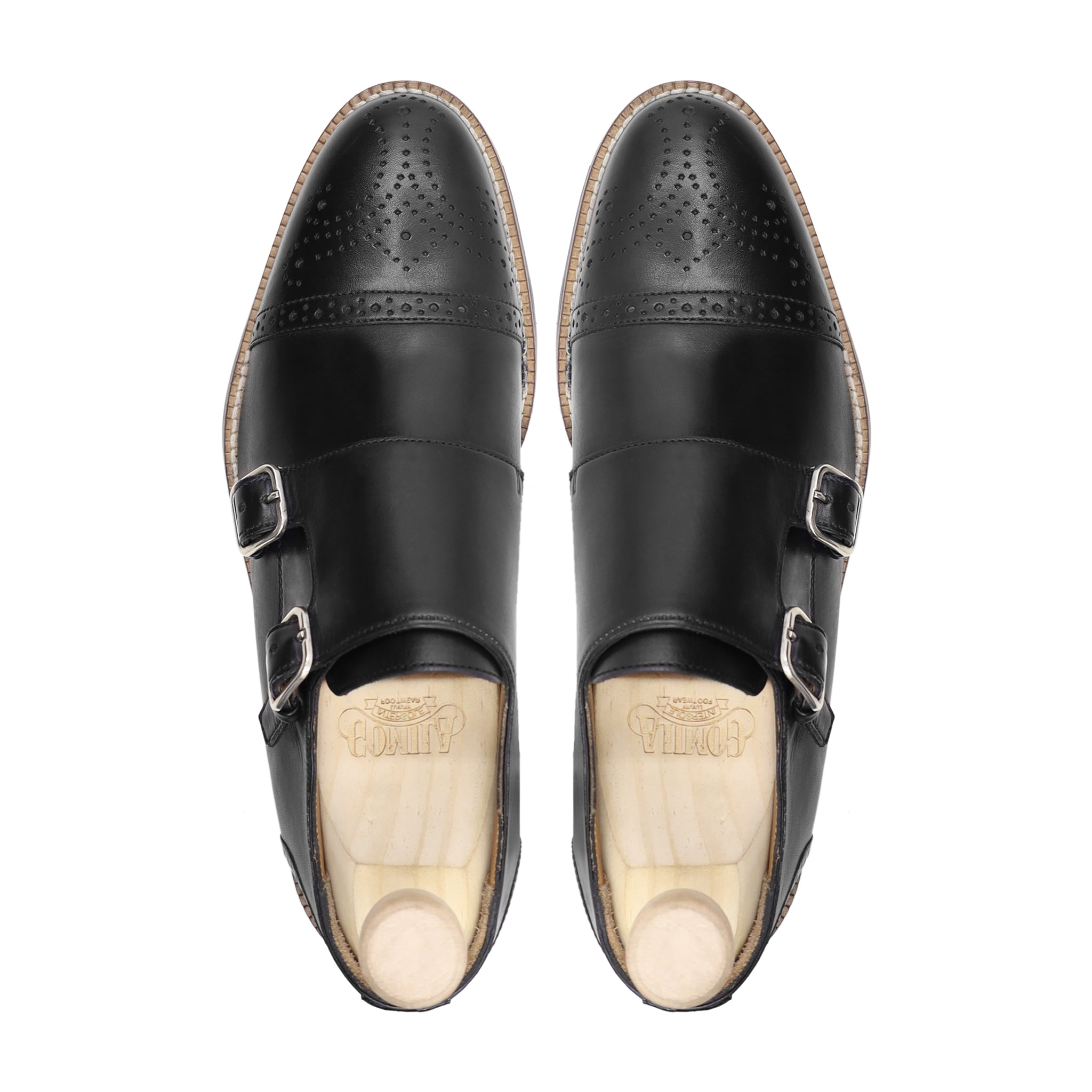 Dale - Men's Black Calf Leather Double Monkstrap