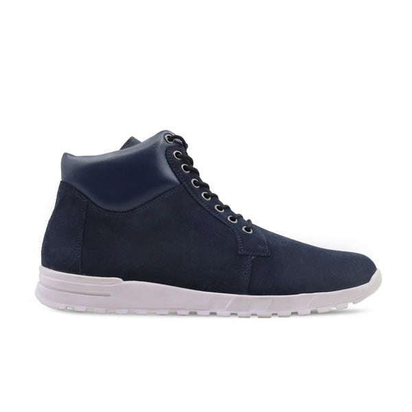 Adrain - Men's Blue Kid Suede Jogger