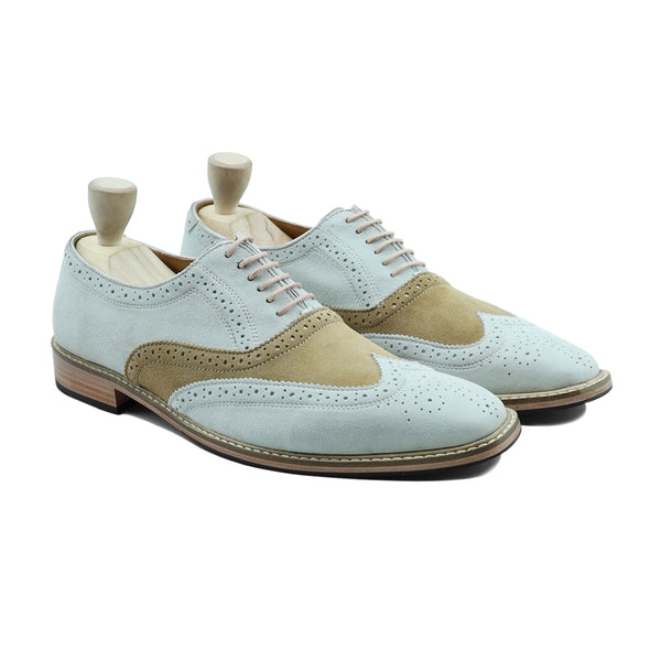 OXNARD - CAMEL AND WHITE KID SUEDE OXFORD
