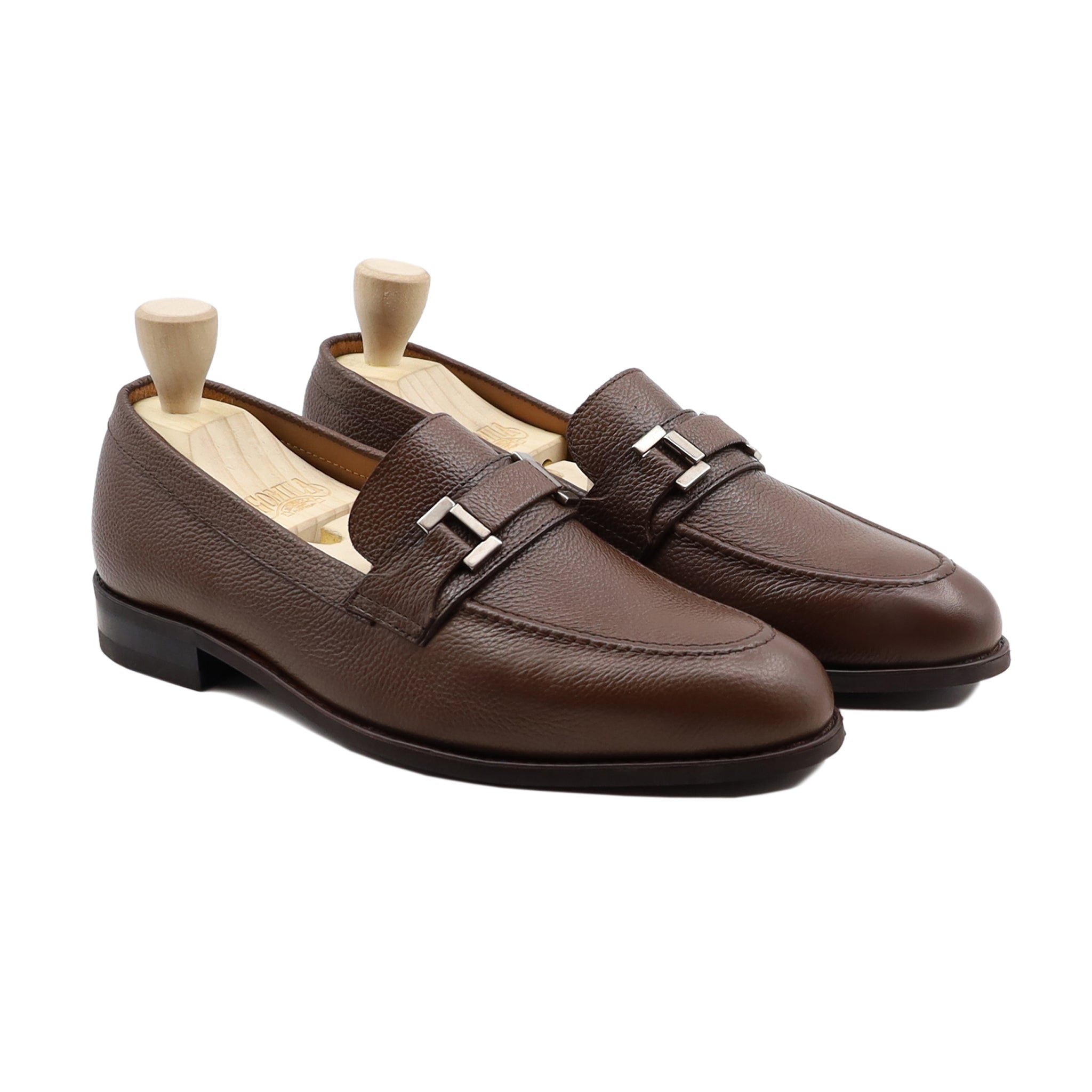 Athena - Men's Brown  Pebble Grain Leather Loafer