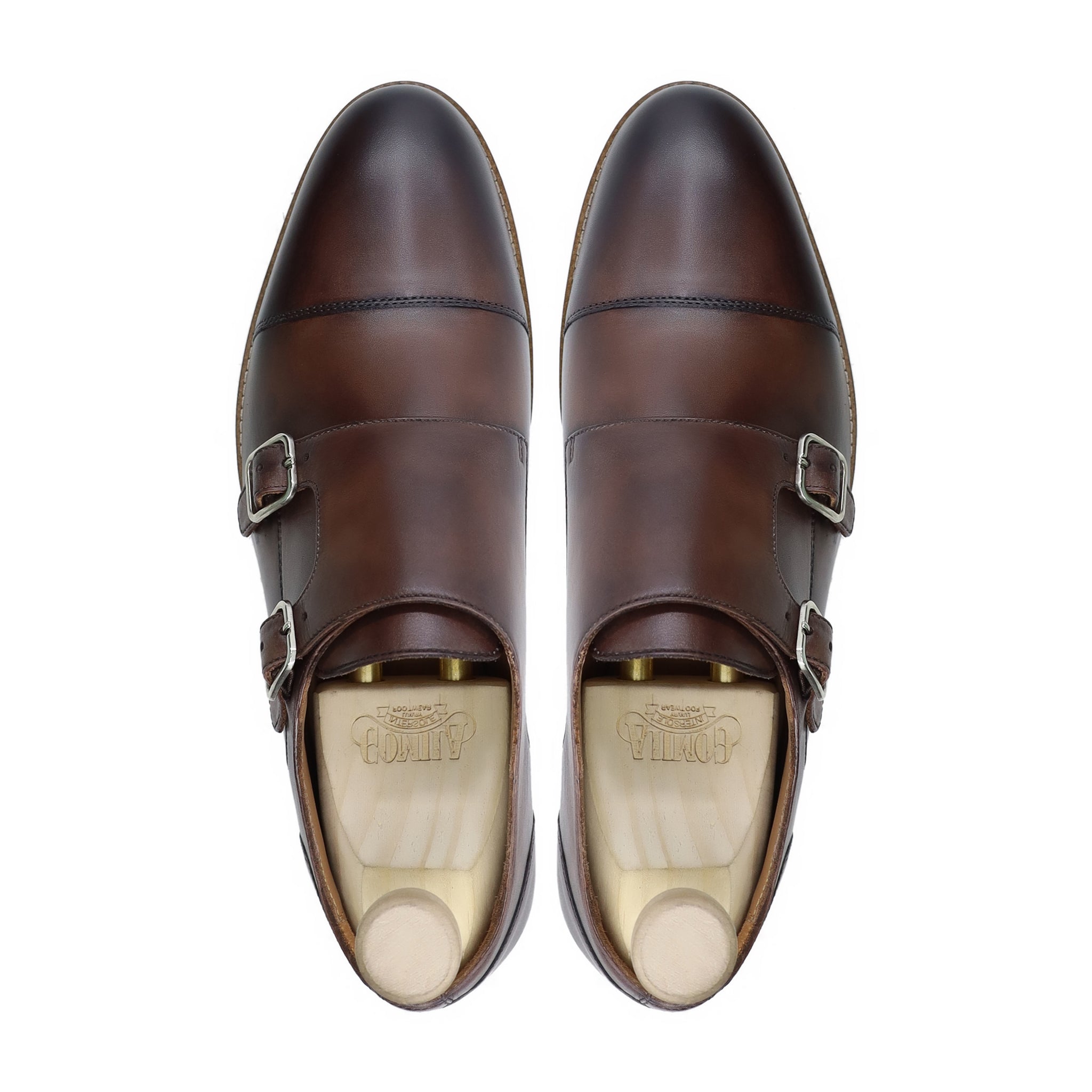 Tehran - Men's Brown Patina Calf Leather Double Monkstrap