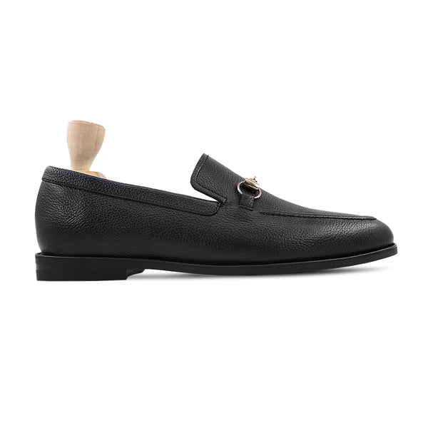 Harold - Men's Black Pebble Grain Leather Loafer