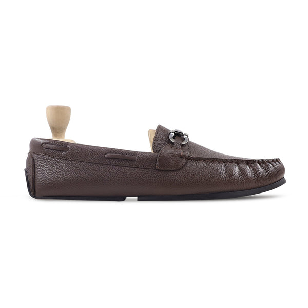 Velma - Men's Brown Pebble Grain Leather Driver Shoe