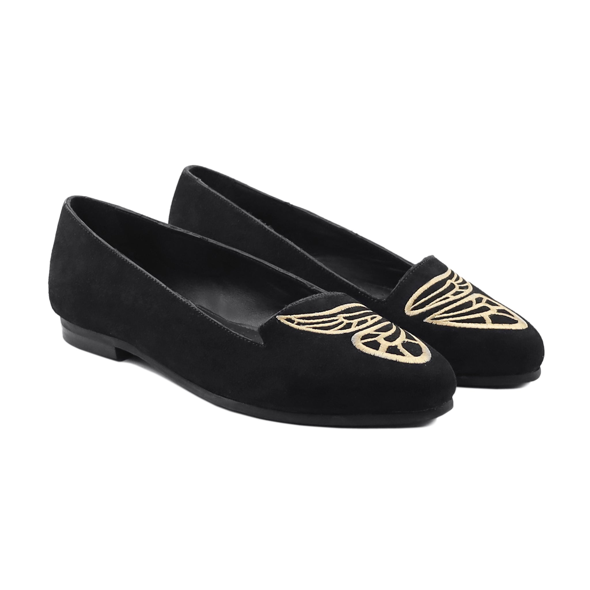 Katara - Ladies Black Kid Suede Loafer