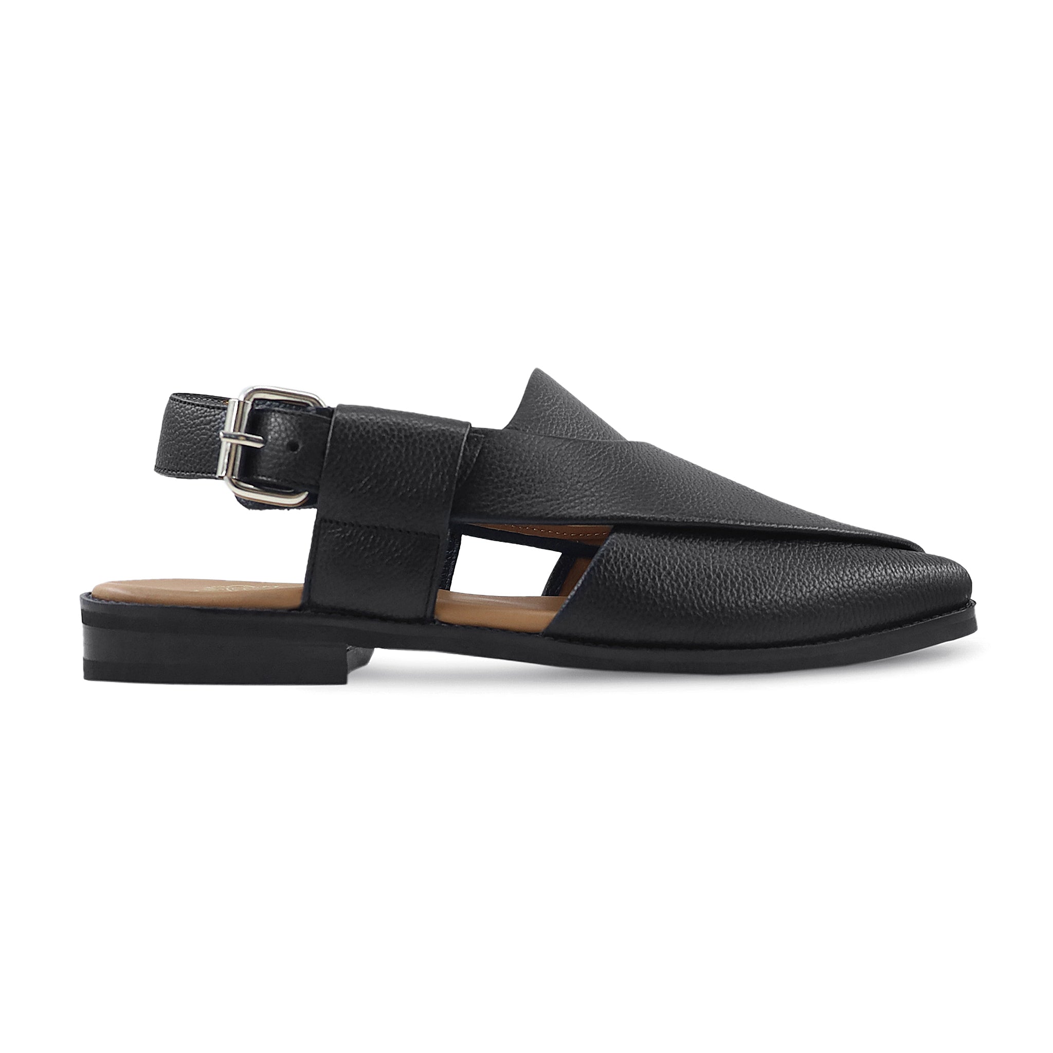 Prism - Men's Black Pebble Grain Leather Sandal