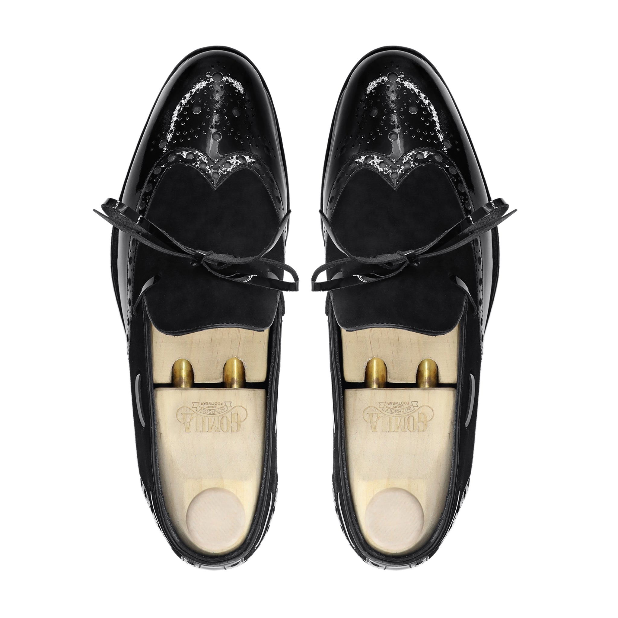 Slick - Men's Black Patent Leather and Kid Suede Loafer