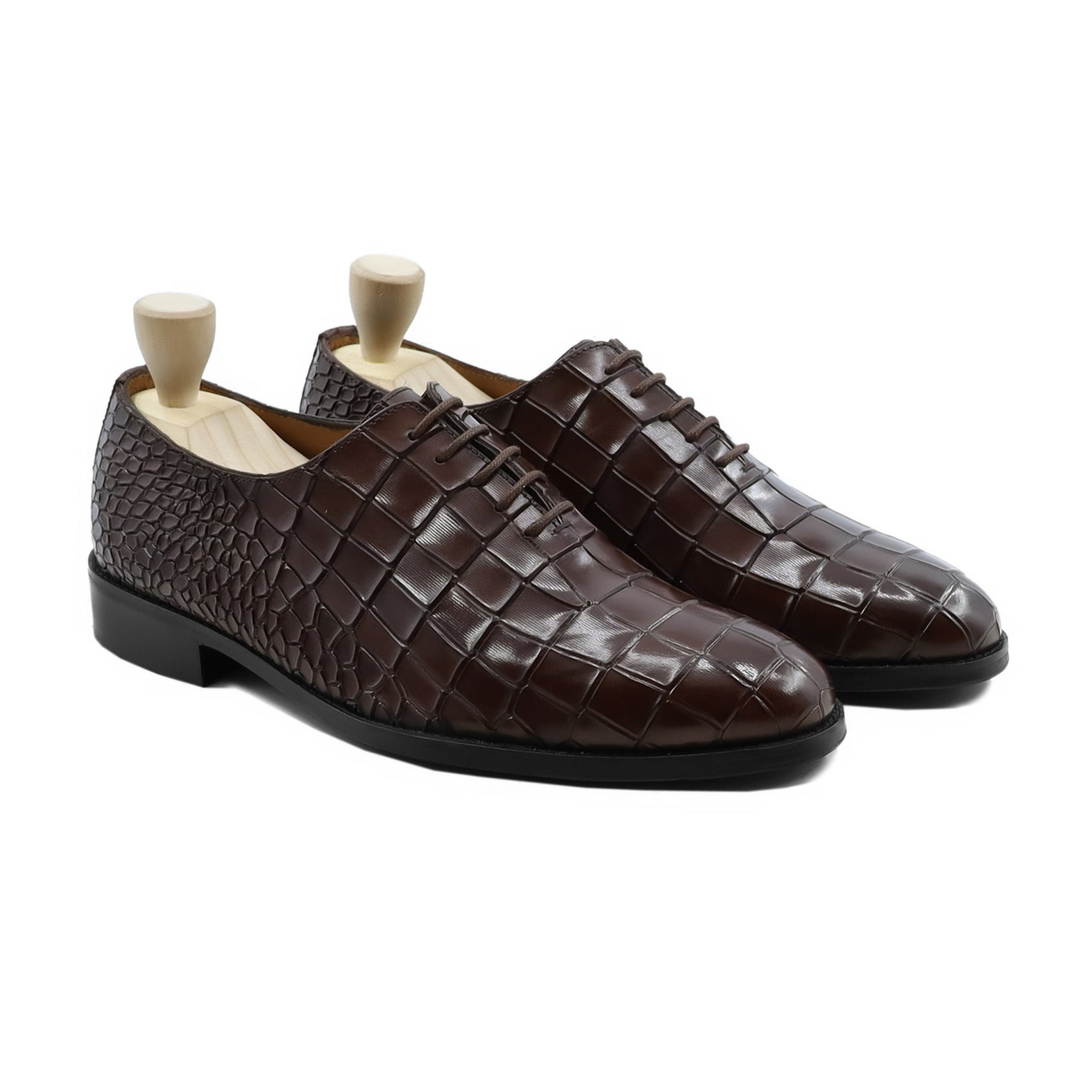 Sawt - Men's Dark Brown Calf Leather Wholecut Shoe