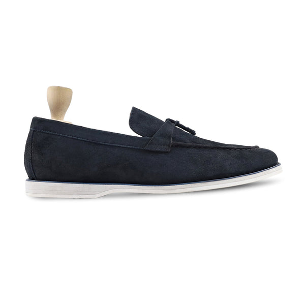 Percy - Men's Navy Blue Kid Suede Loafer