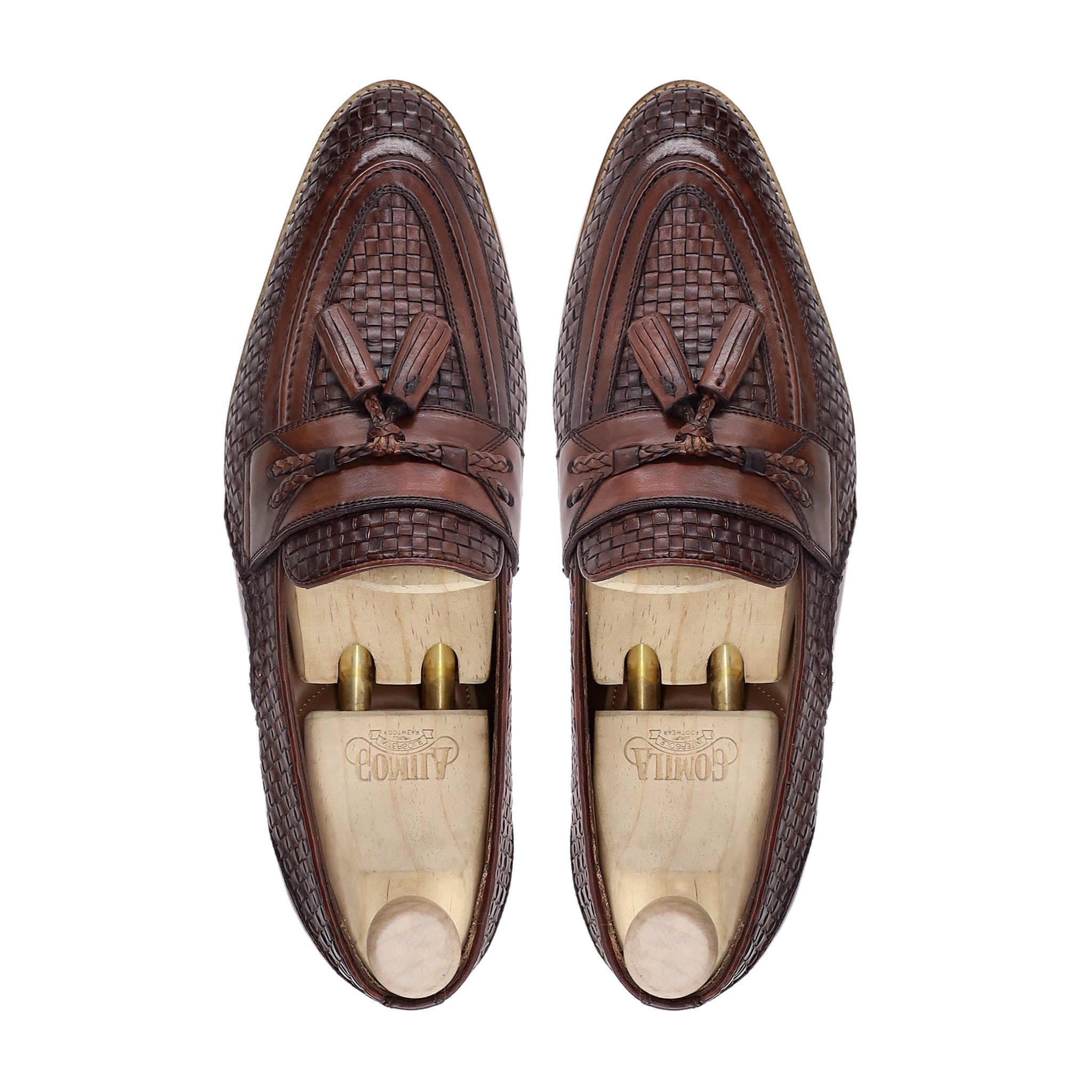 Amando - Men's Brown Hand Woven Calf Leather Loafer