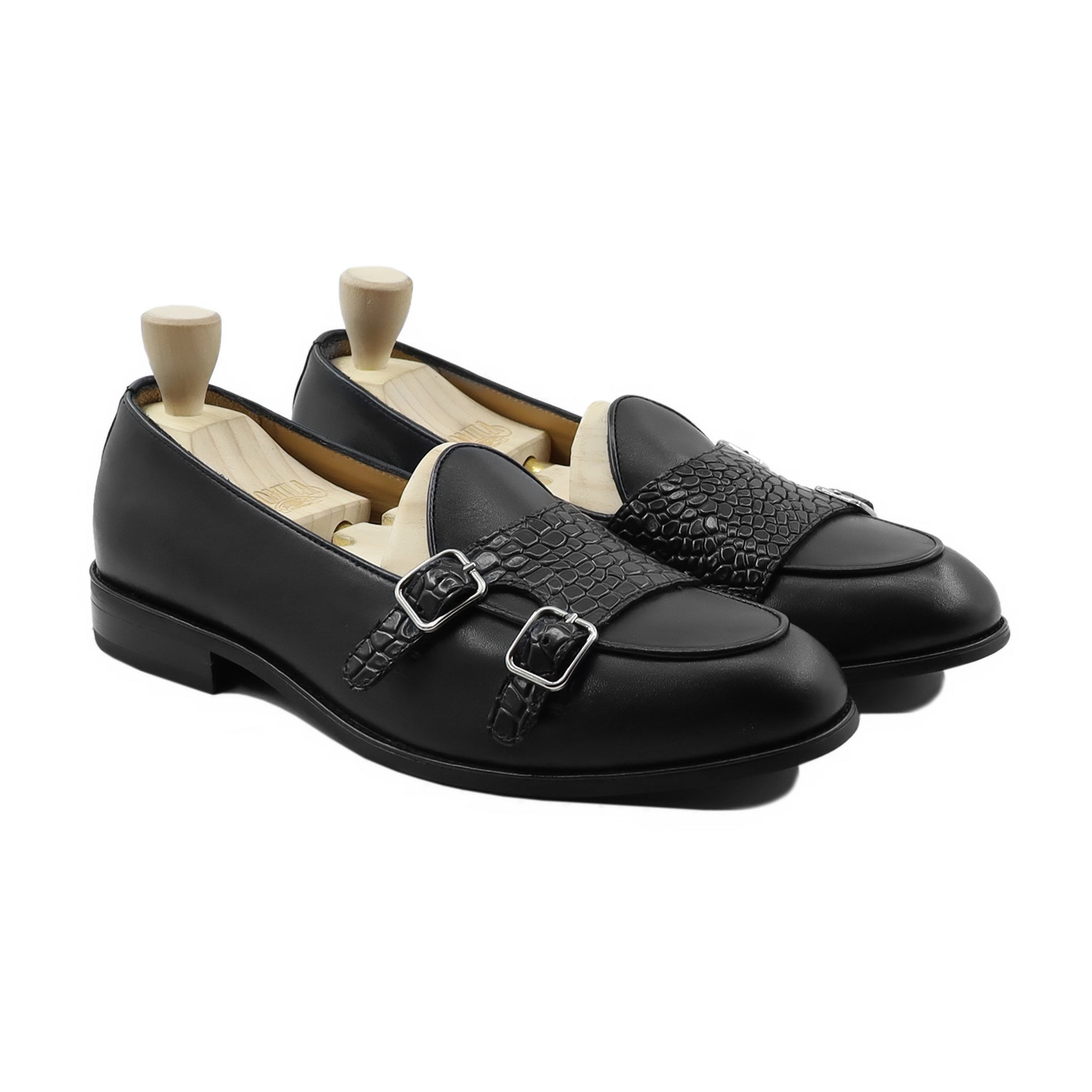 Paterson - Men's Black Calf Leather Double Monkstrap