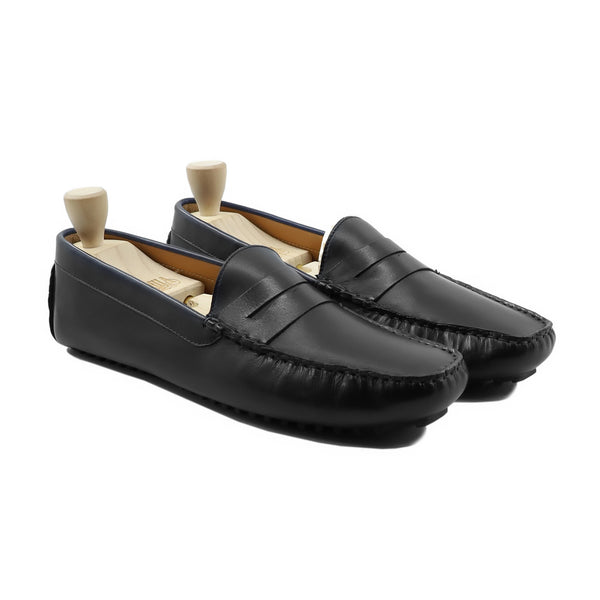 Arfo - Men's Black Calf Leather Driver Shoe