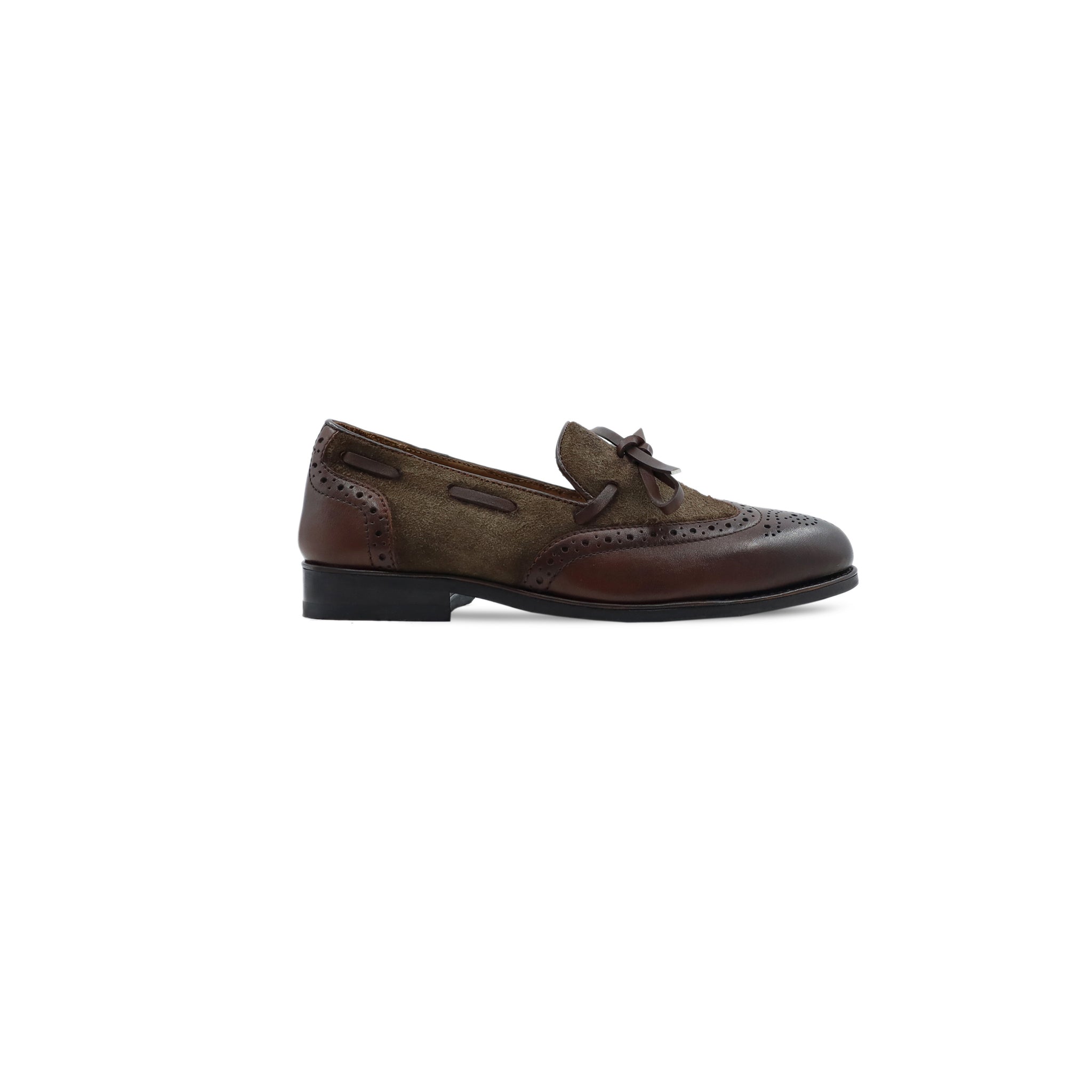 Lansing -  Kid's Brown Calf Leather and Kid Suede Loafer (5-12 Years Old)