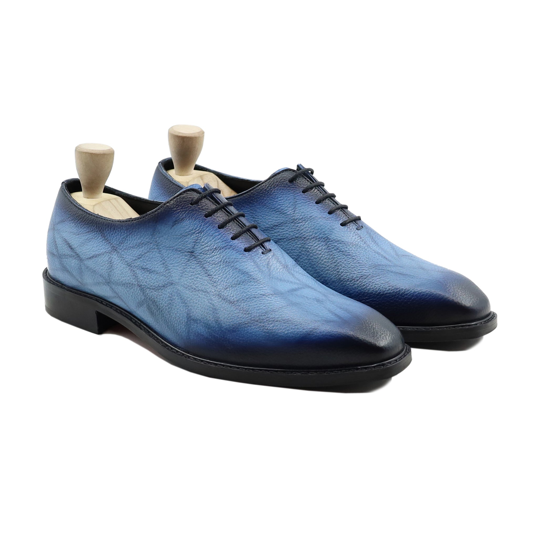 Odessa - Men's Burnish Blue Pebble Grain Leather Wholecut Shoe