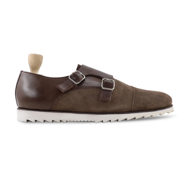 Vavoom - Men's Dark Brown Calf Leather and Kid Suede Double Monkstrap