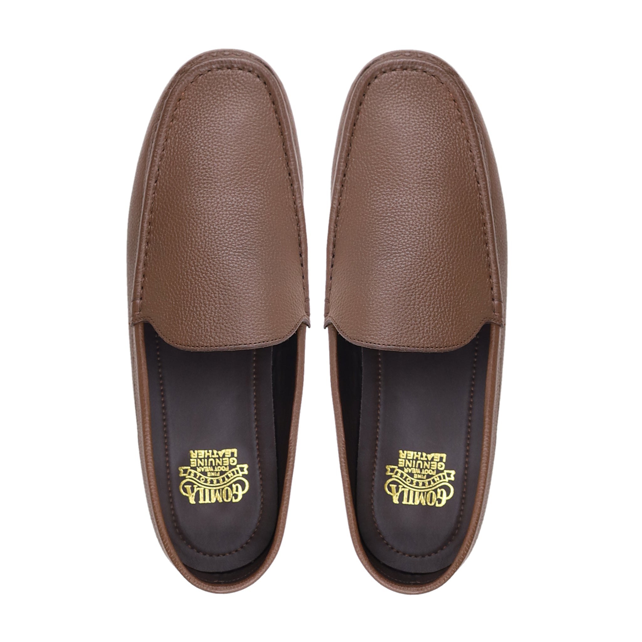 Marjin - Men's Brown Pebble Grain Leather Slipper