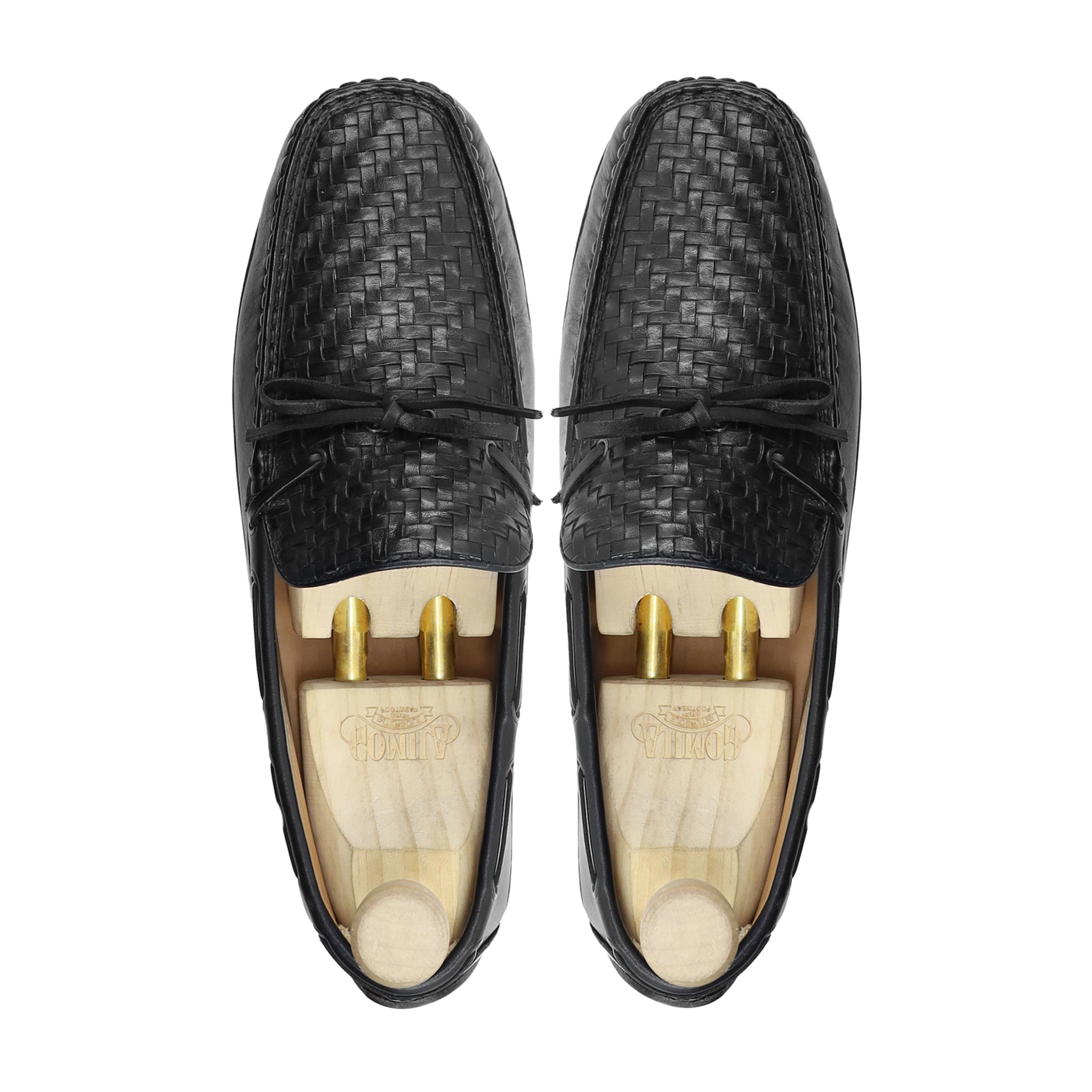 Pyrite - Men's Black Calf And Hand Woven Calf Leather Driver Shoe