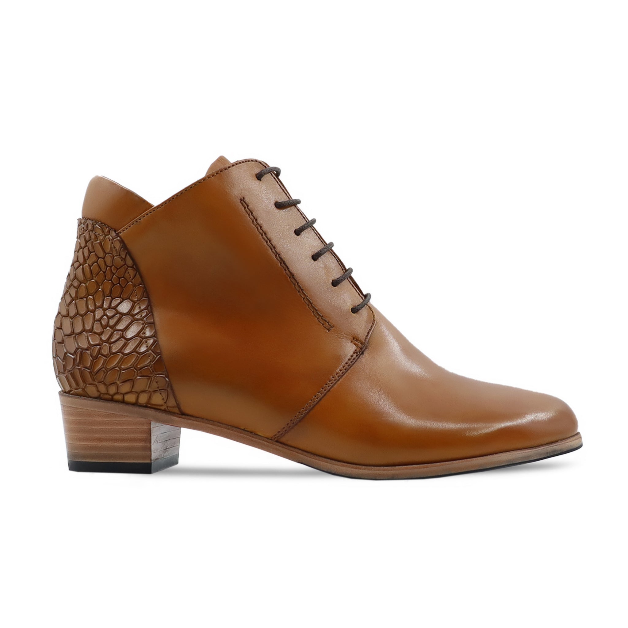 Obsidian - Ladies Light Brown Calf Leather Ankle Boot