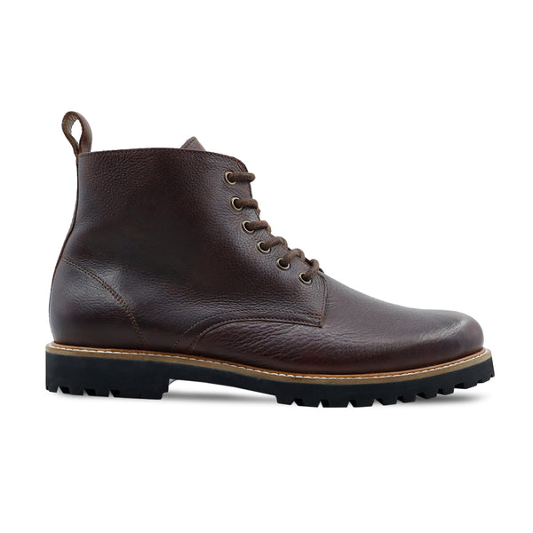 Ironb - Men's Dark Brown Pebble Grain Leather Boot