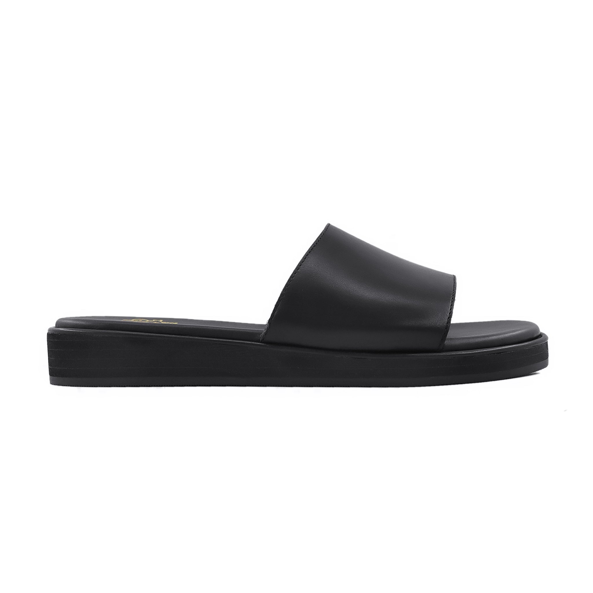 Lesley - Men's Black Calf Leather Slipper