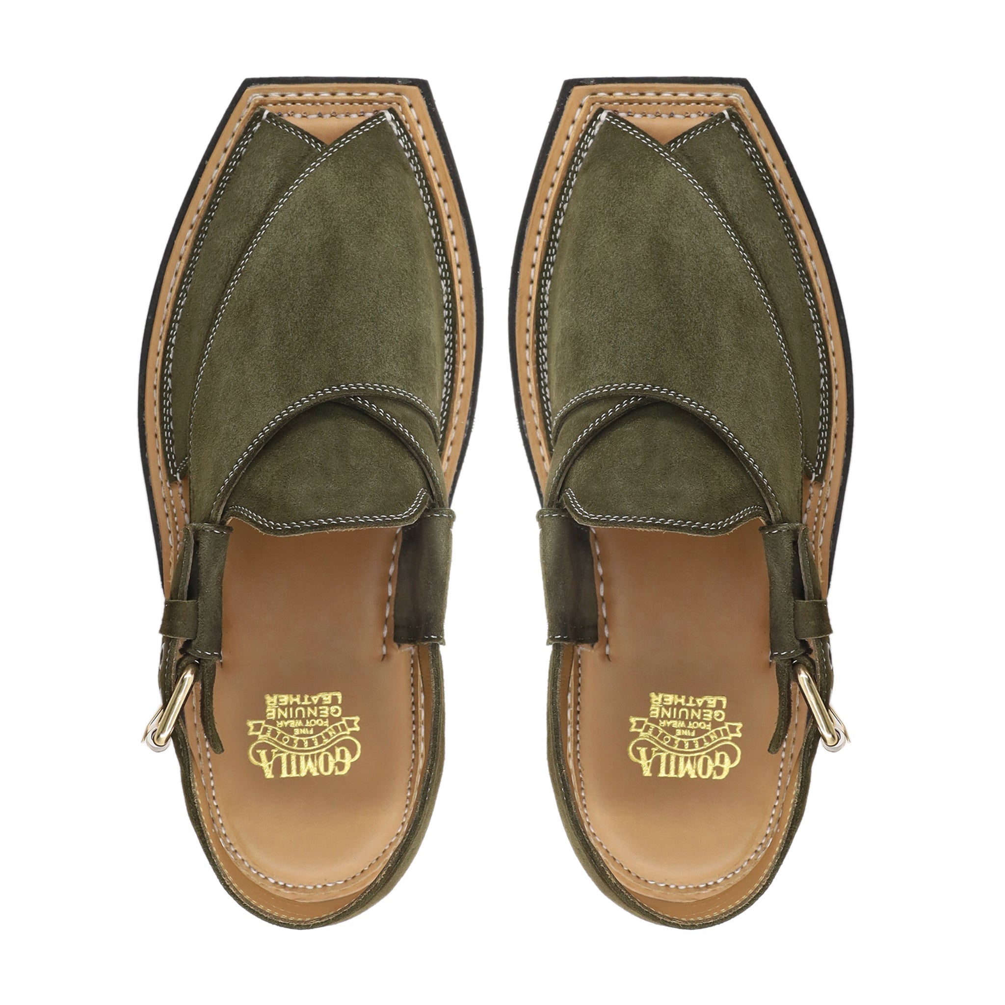 Lige - Men's Olive Green Kid Suede Sandal