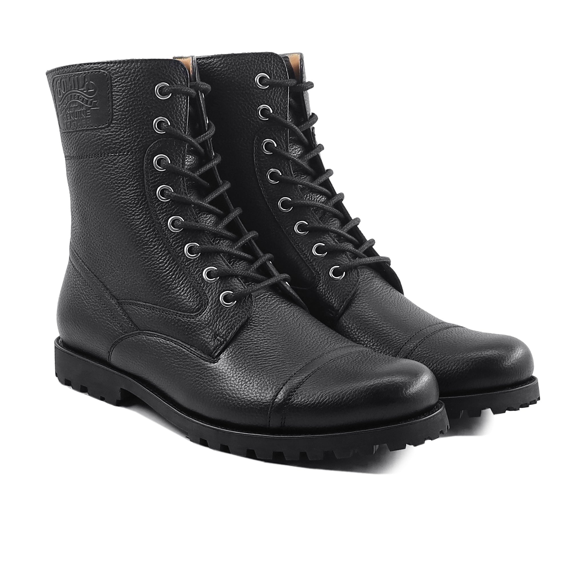 Hans - Men's Black Pebble Grain Leather Boot