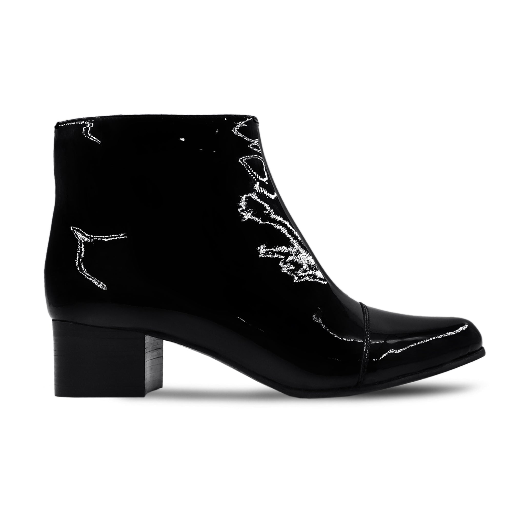 Claud - Ladies Black Patent Leather Ankle Boot