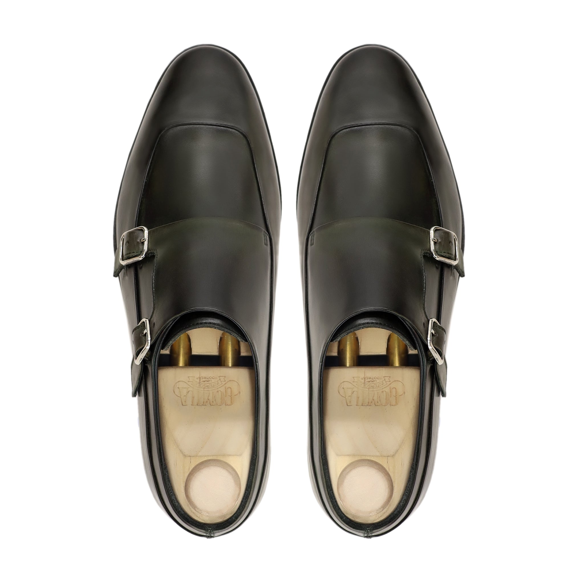 Amari - Men's Burnished Dark Green Calf Leather Double Monkstrap