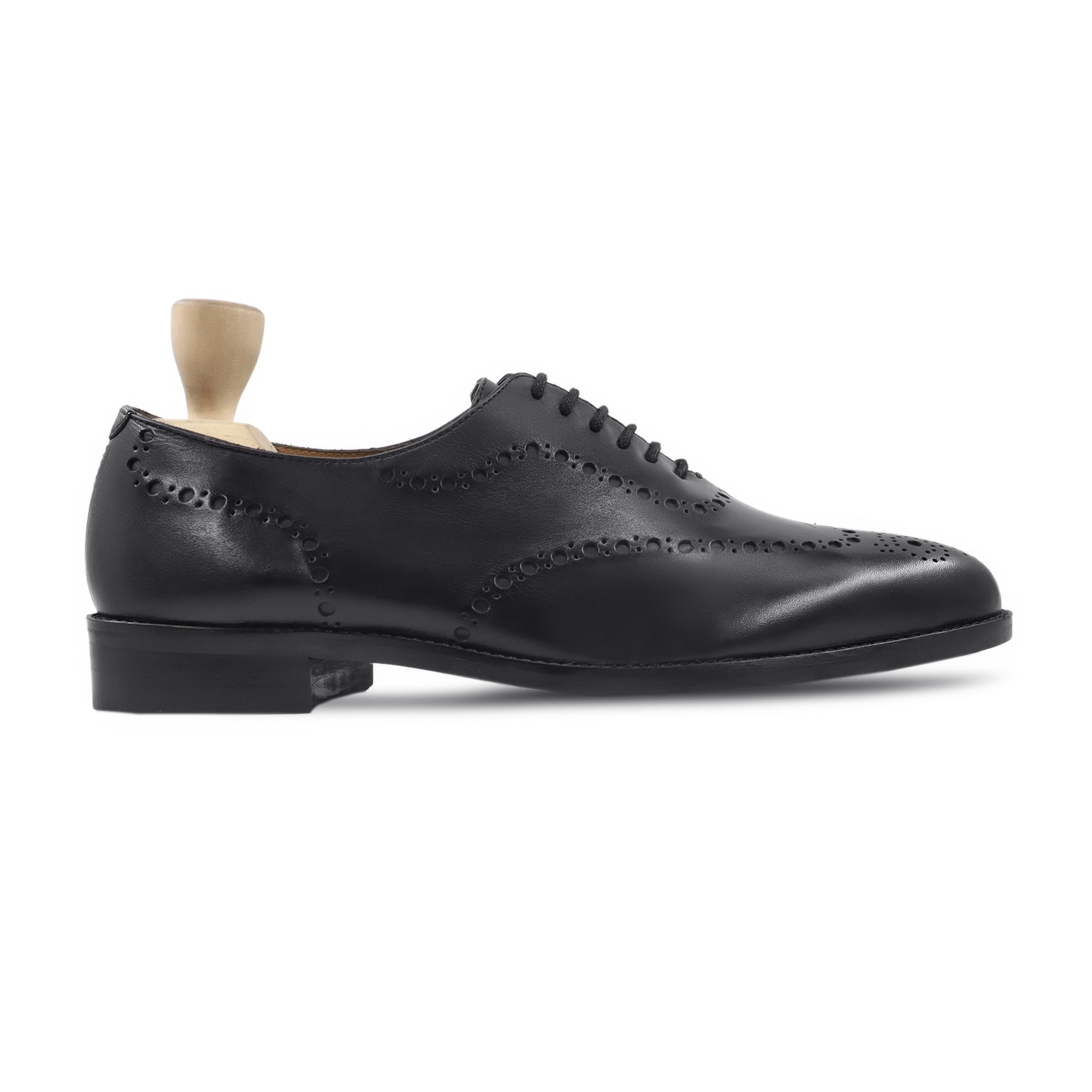 Bristol - Men's Black Calf Leather Wholecut Shoe