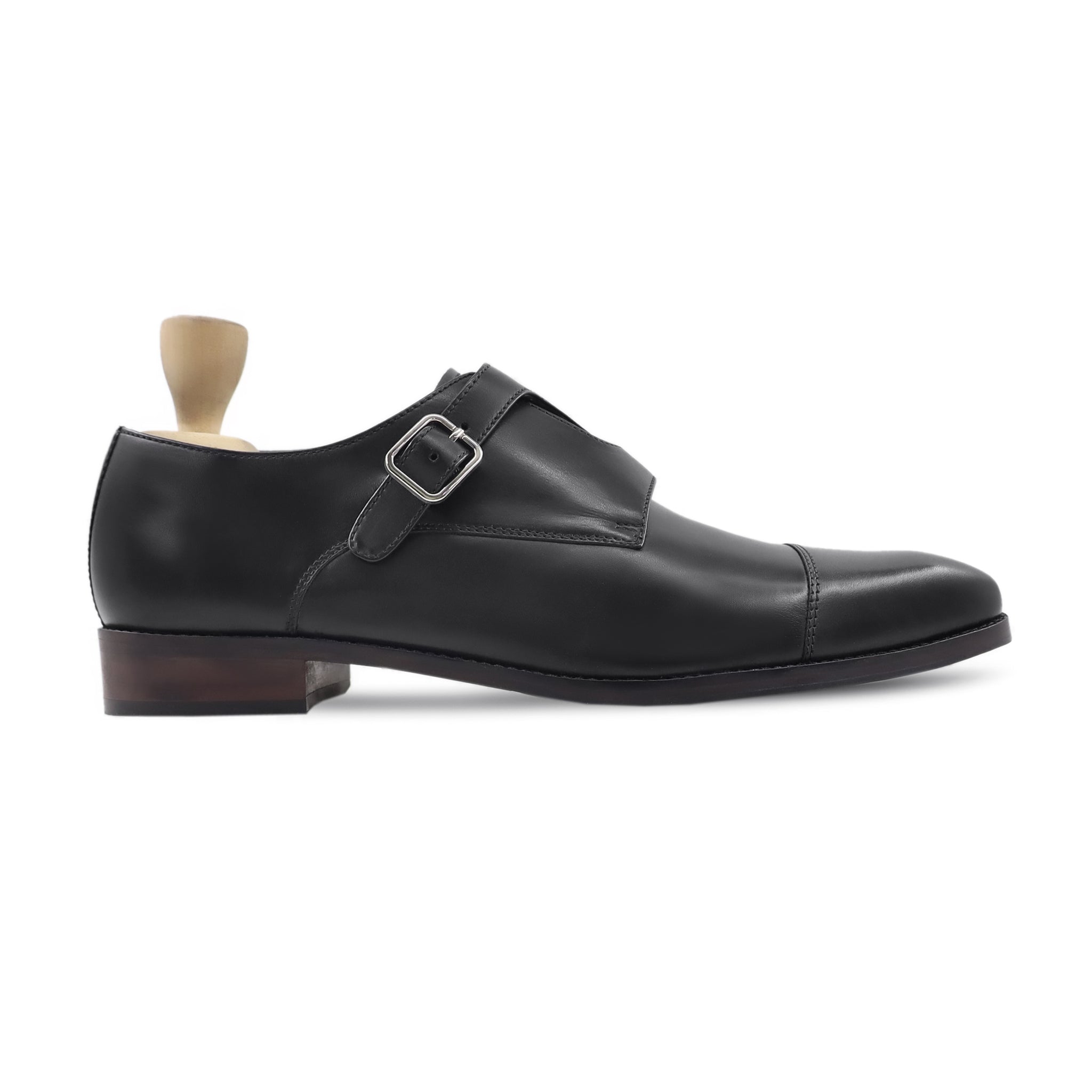 Judith - Men's Black Calf Leather Double Monkstrap Shoe