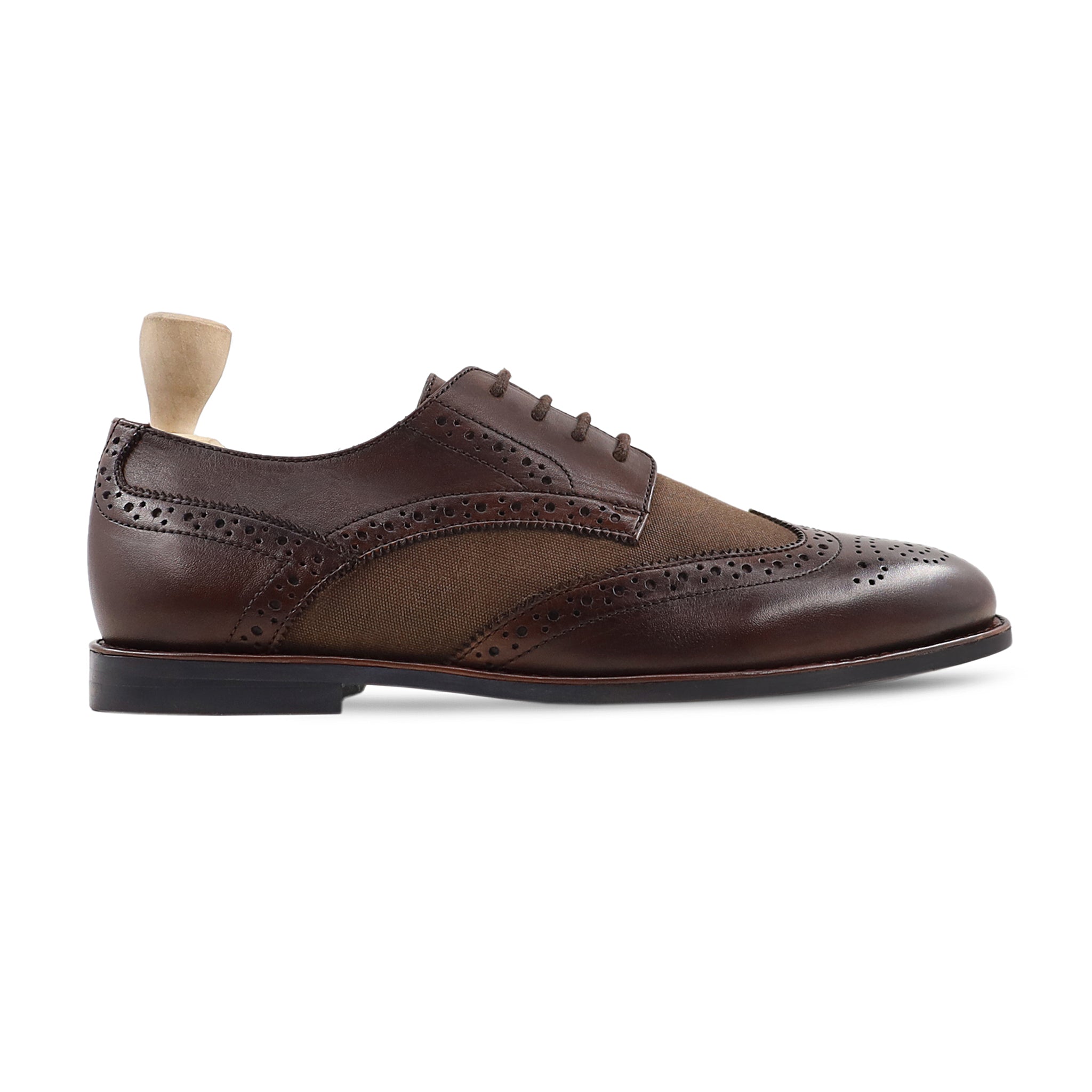 Peyton - Men's Dark Brown Calf Leather and Kid Suede Derby Shoe