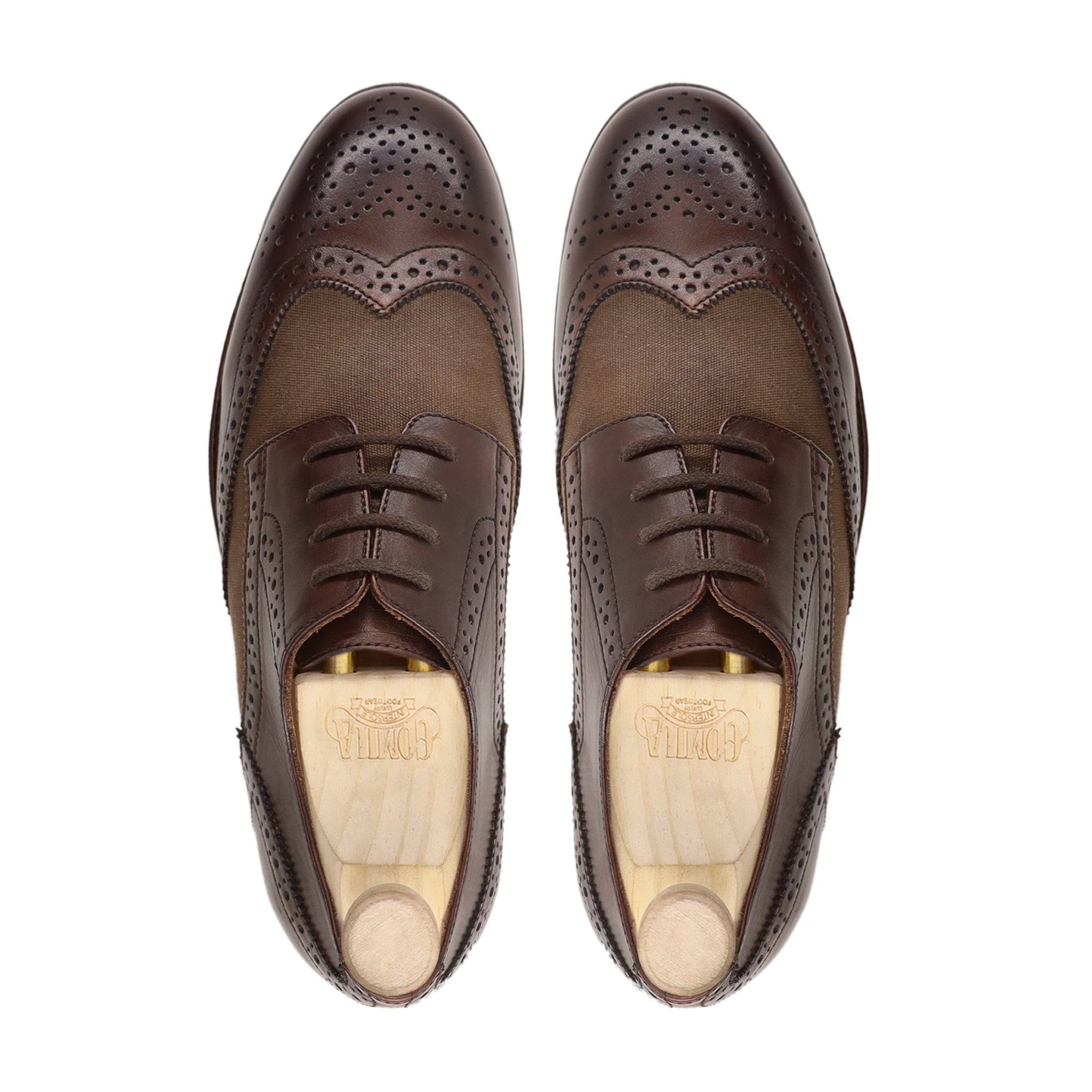 Peyton - Men's Dark Brown Calf Leather and Kid Suede Derby Shoe