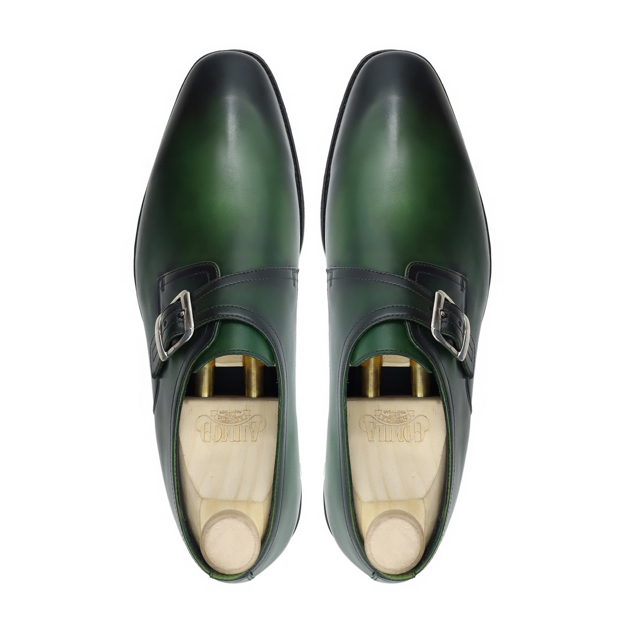 Coleus - Men's Burnish Green Patina Calf Leather Single Monkstrap