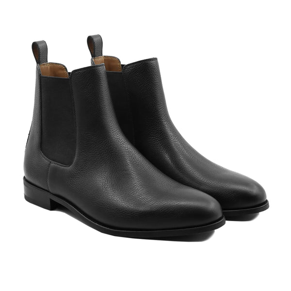 Camellia - Men's Black Pebble Grain Leather Chelsea Boot