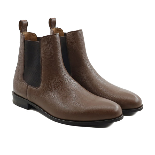Camellia - Men's Brown Pebble Grain Leather Chelsea Boot