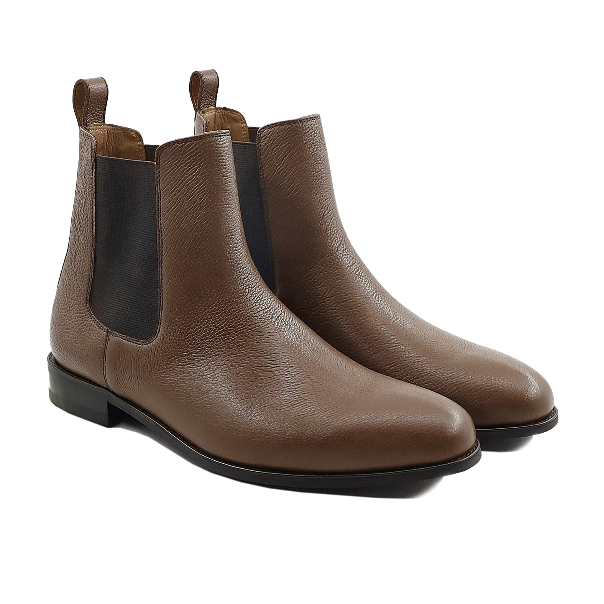 Camellia - Men's Brown Pebble Grain Leather Chelsea Boot