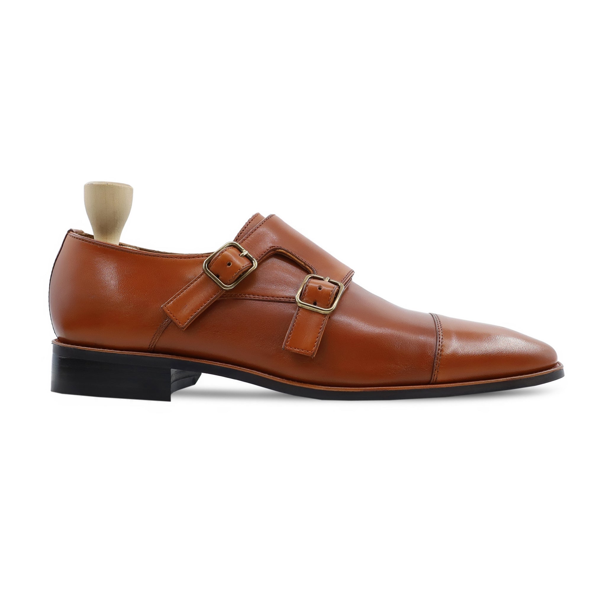 Umea - Men's Light Brown Calf Leather  Double Monkstrap