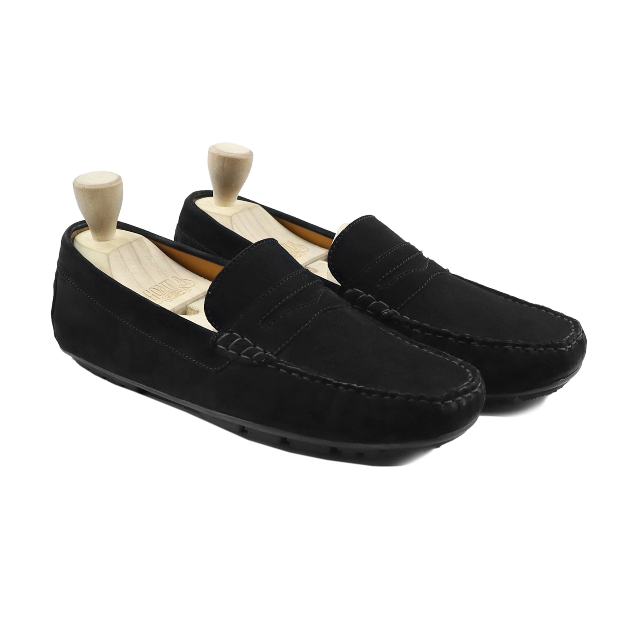 Cornwall - Men's Black Kid Suede Driver Shoe