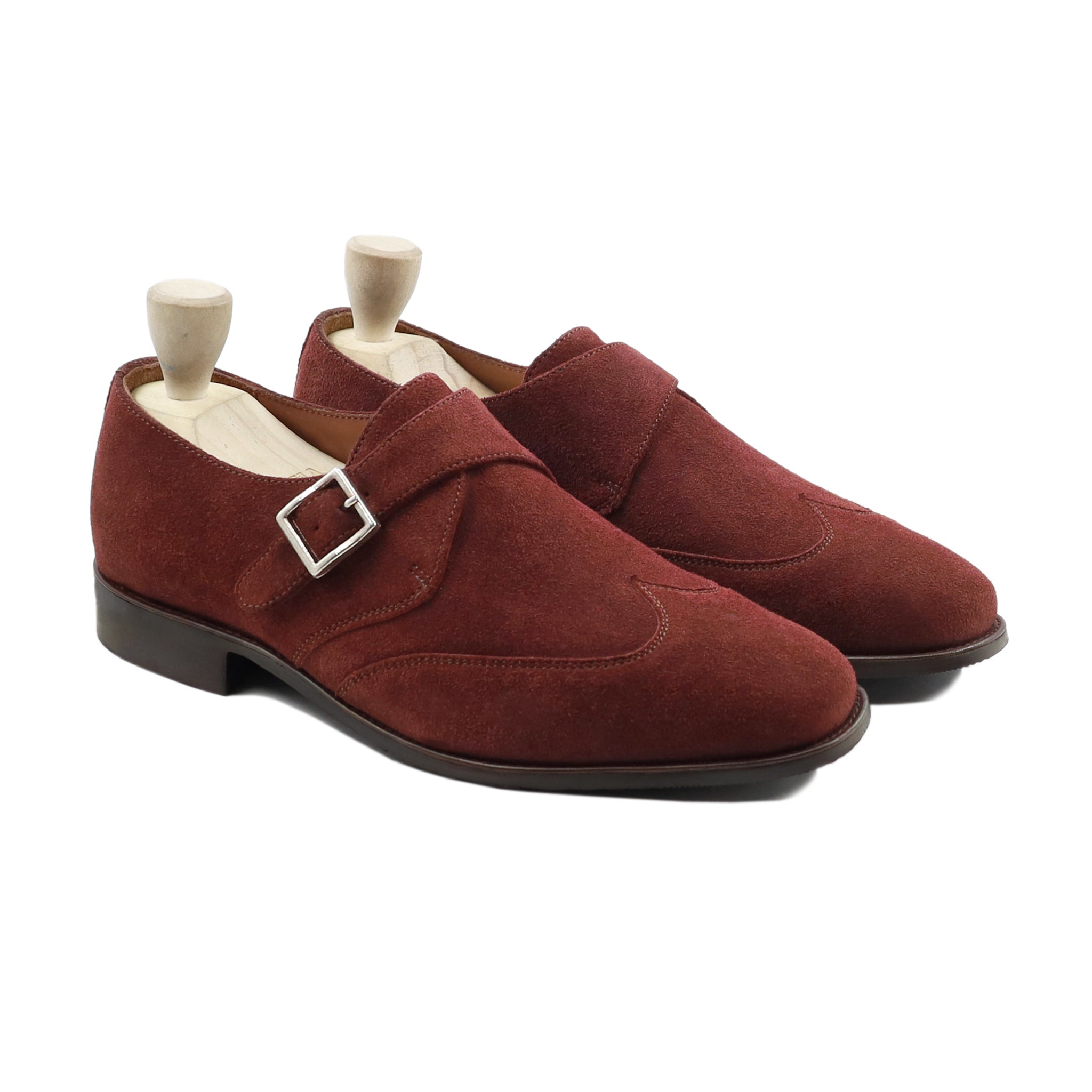 Kalmar - Men's Burgundy Kid Suede Single Monkstrap