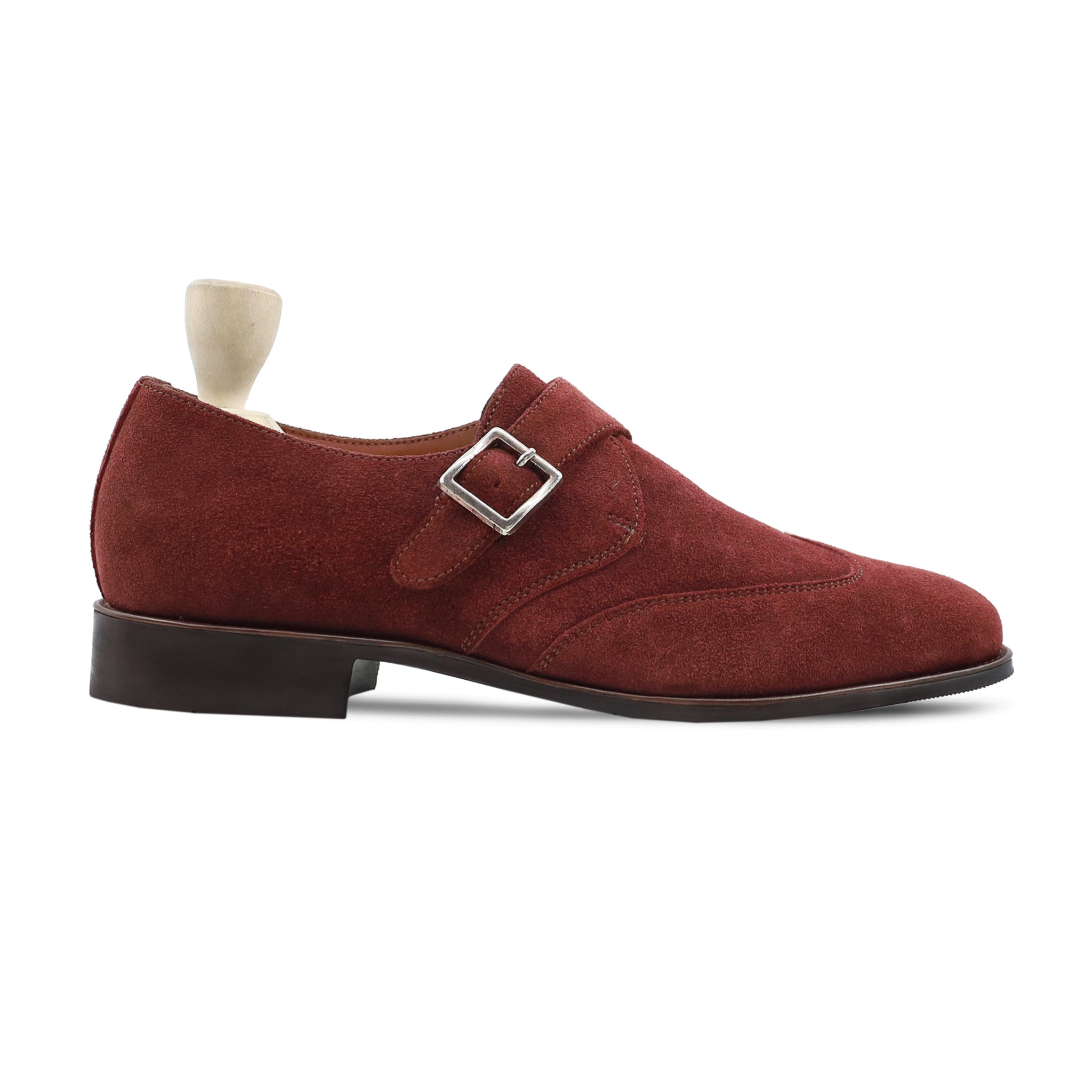 Kalmar - Men's Burgundy Kid Suede Single Monkstrap