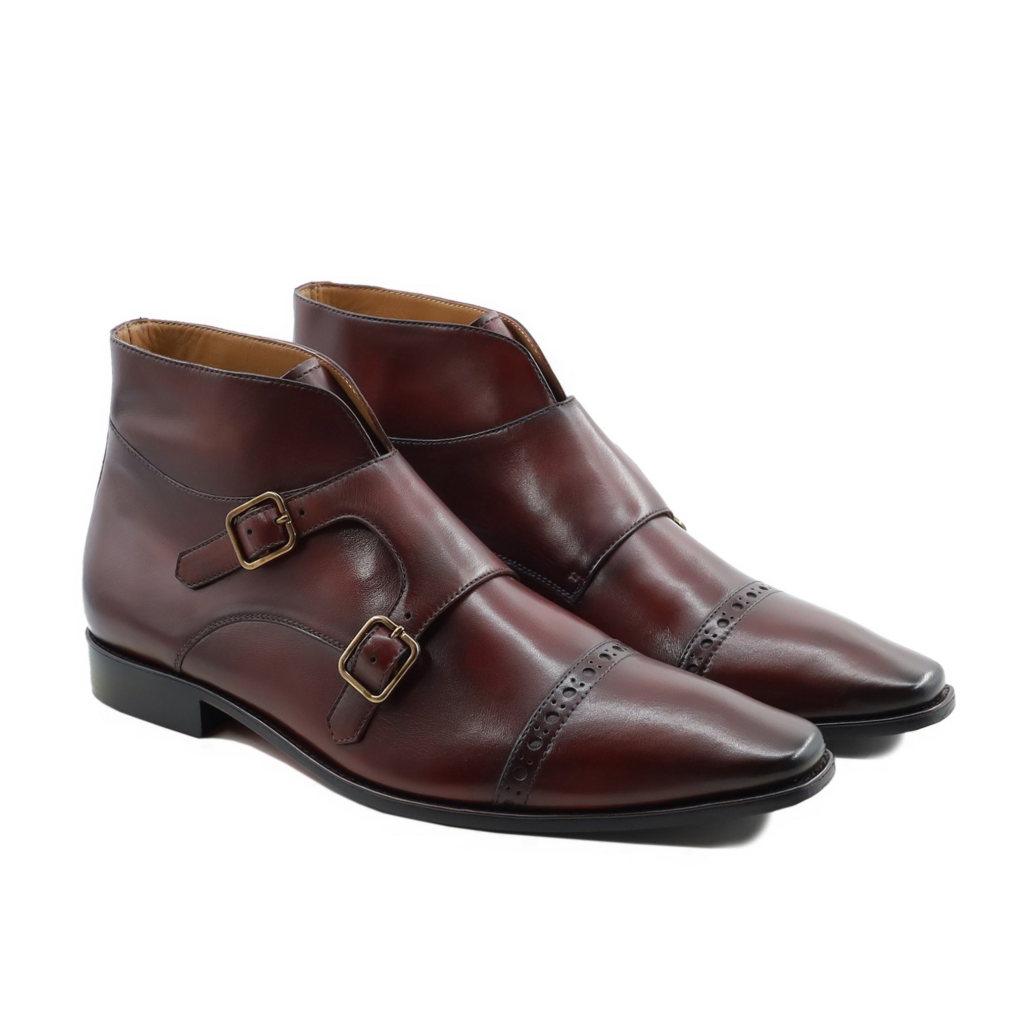 Arhus - Men's Oxblood Calf Leather Double Monkstrap Boot