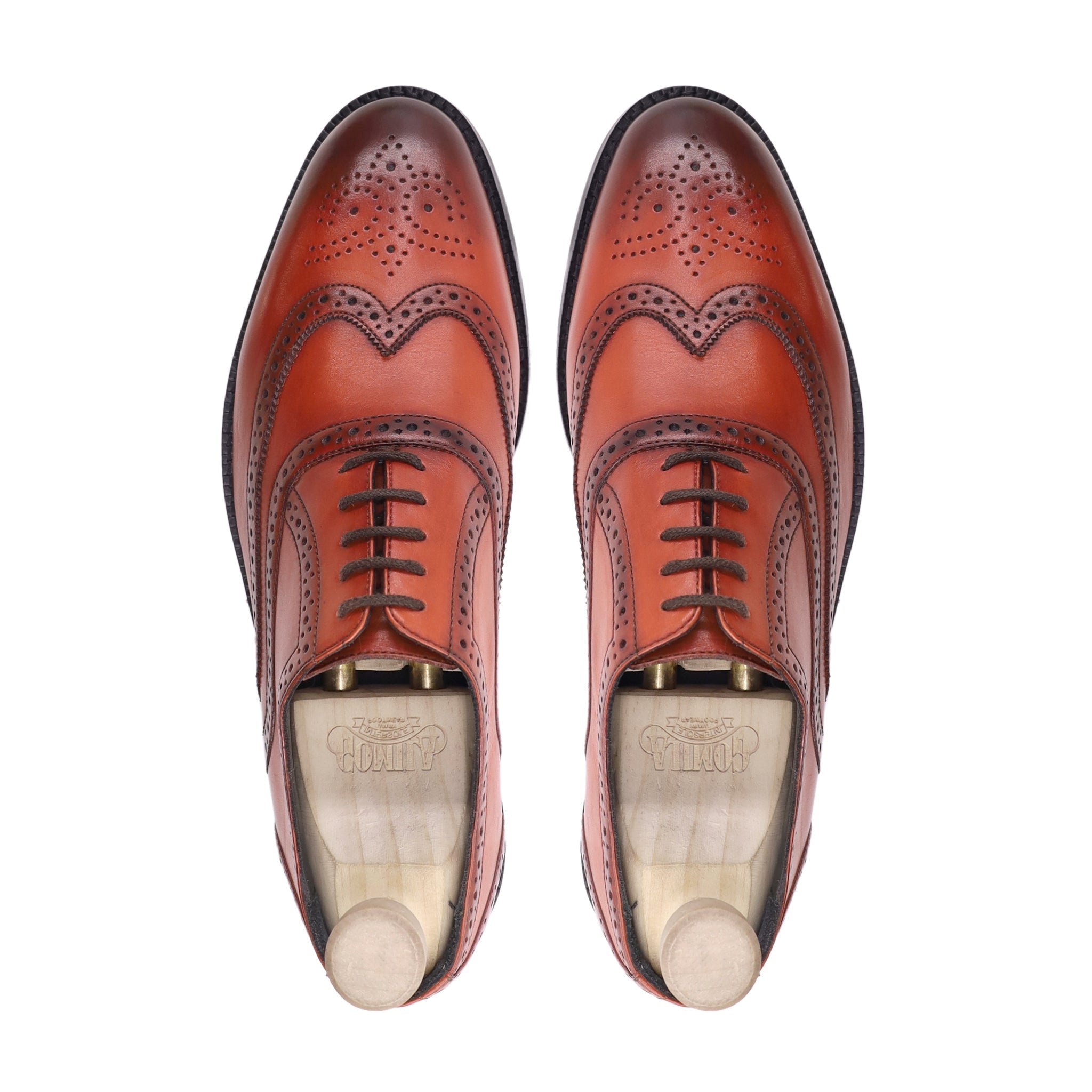 Ales -  Men's Orange Tan Calf Leather Oxford Shoe