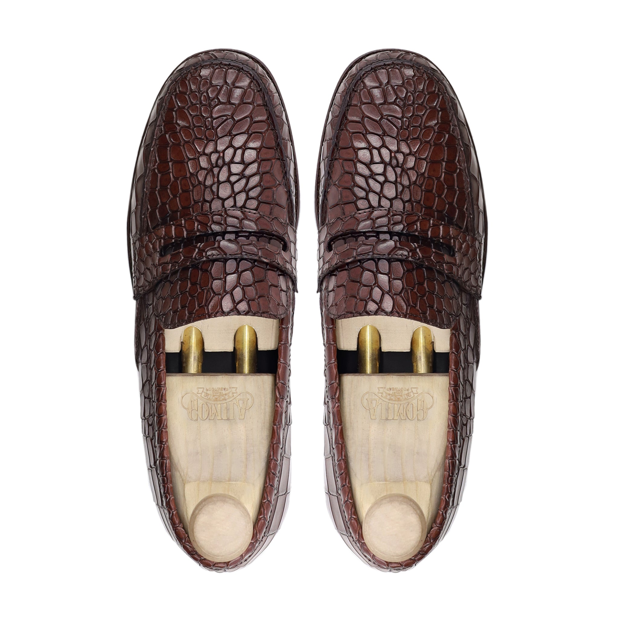 Logatec - Dark Brown Crocodile Printed Loafer