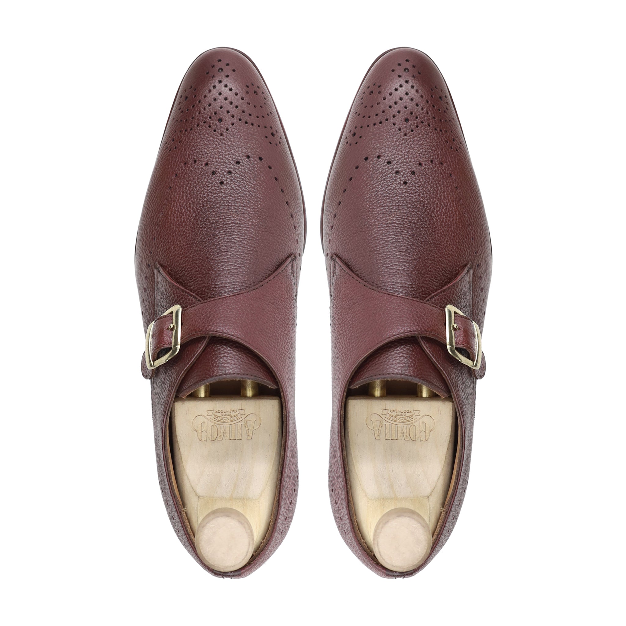 Ludza - Men's Oxblood Pebble Grain Leather Single Monkstrap