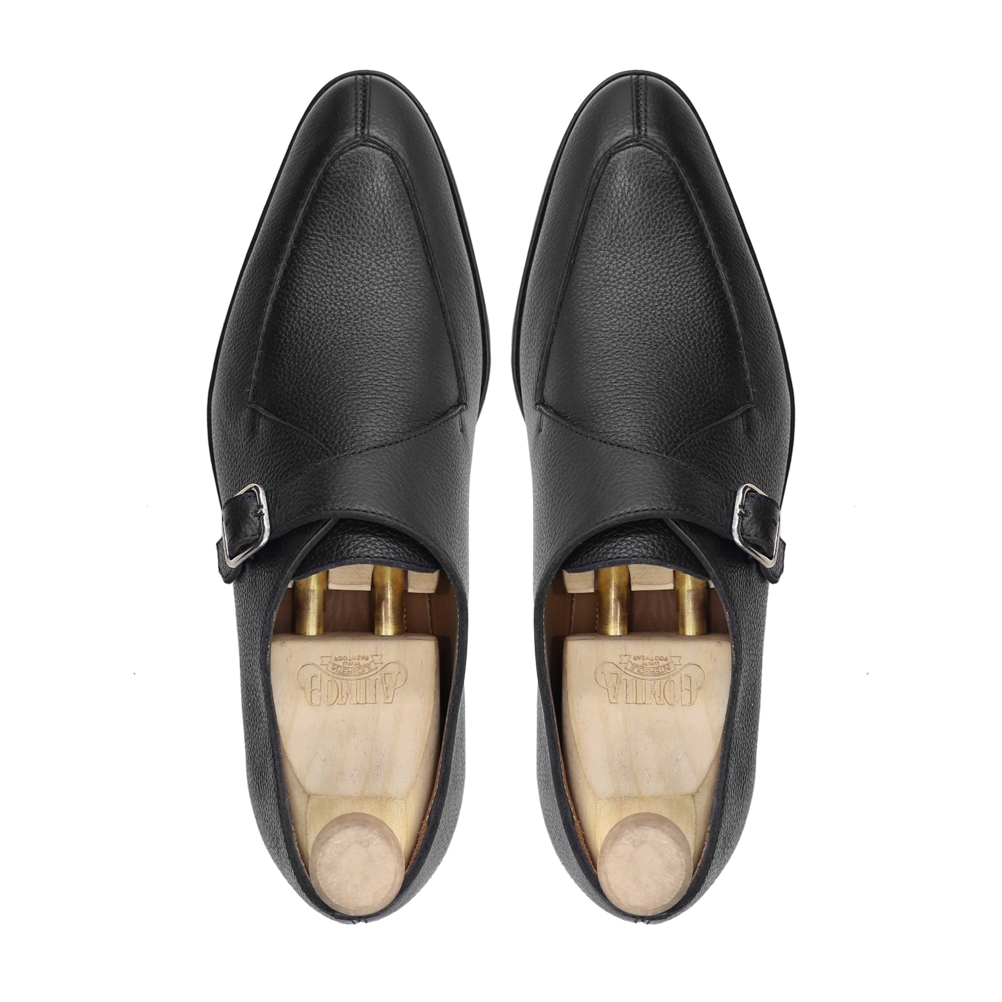 Selfoss - Men's Black Pebble Grain Single Monkstrap Shoe