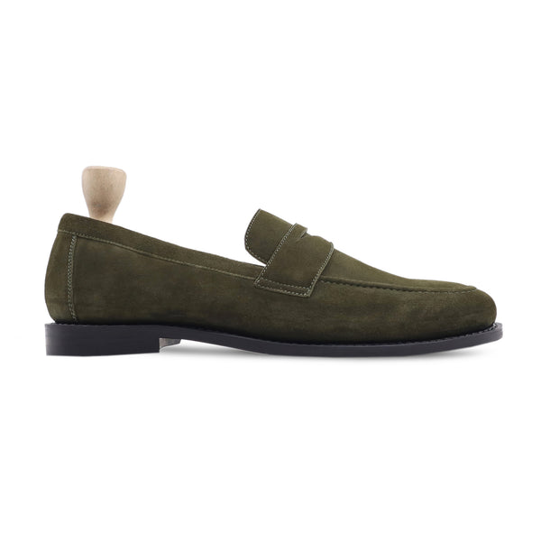 Trebnje - Men's Olive Green Kid Suede Loafer