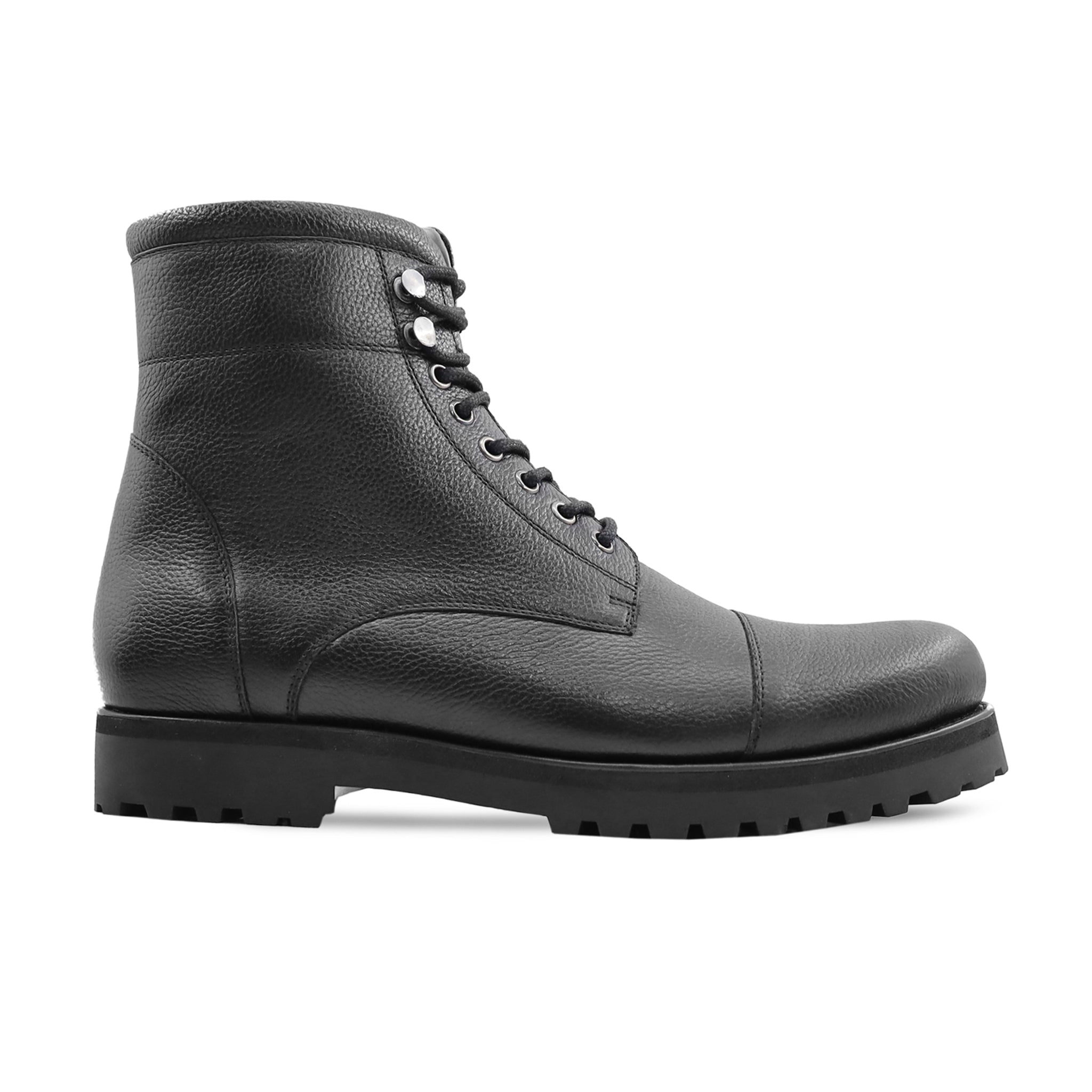 Pozar - Men's Black Pebble Grain Leather Boot