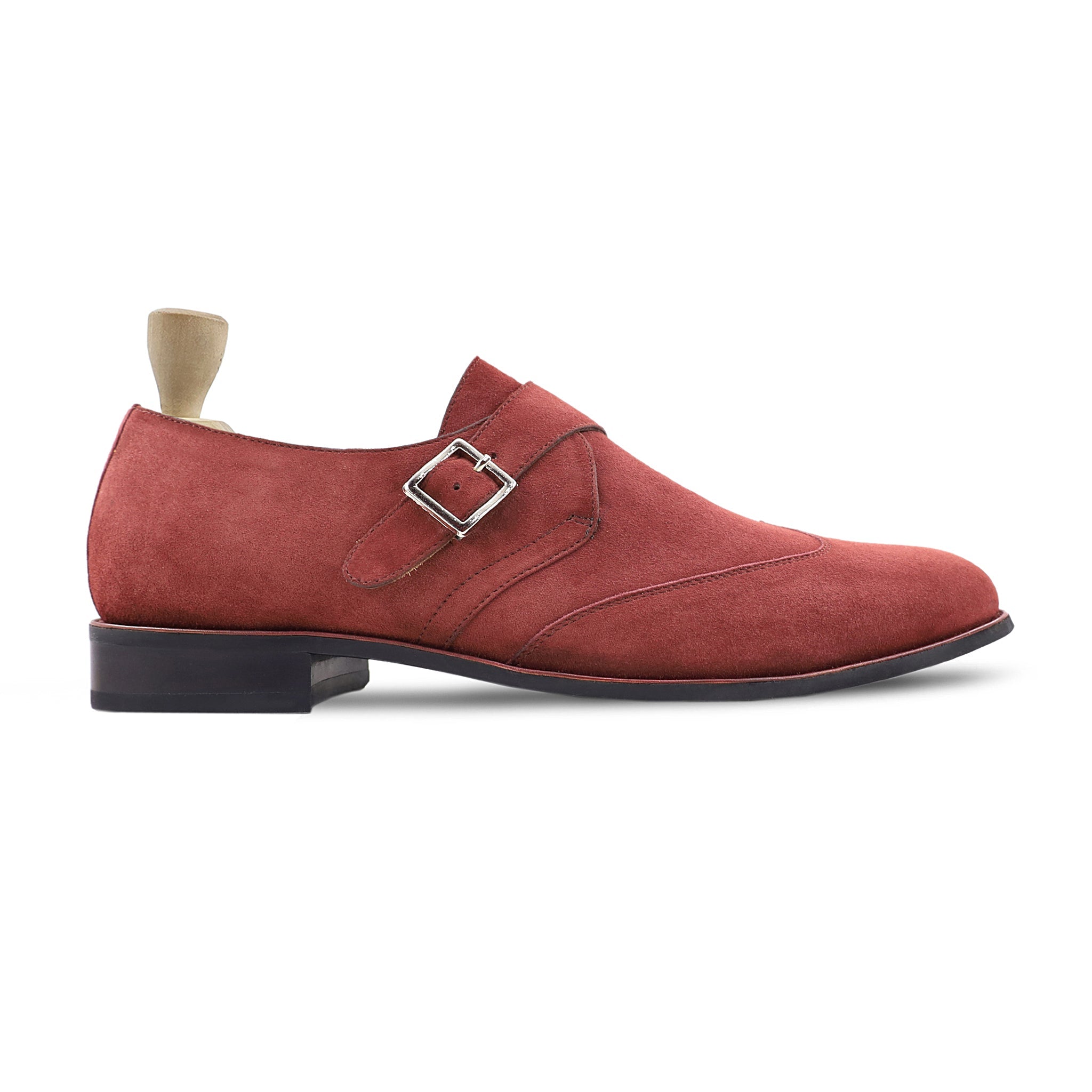 Ravon - Men's Red Kid Suede Single Monkstrap