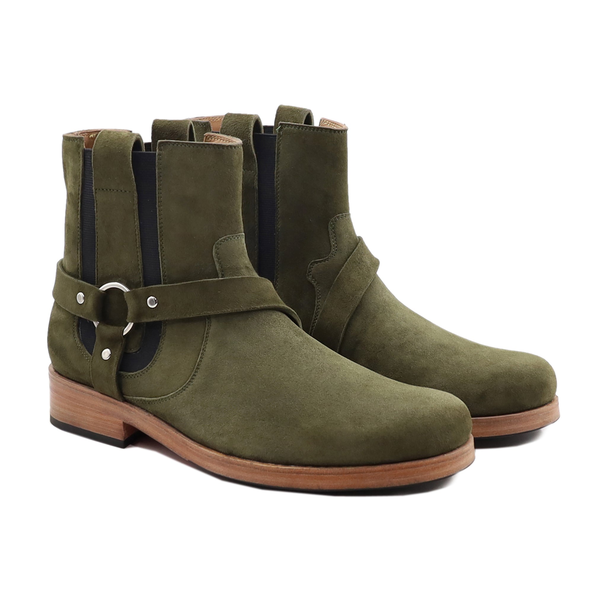 Ansfe - Men's Olive Green Kid Suede Jodhpur Boot