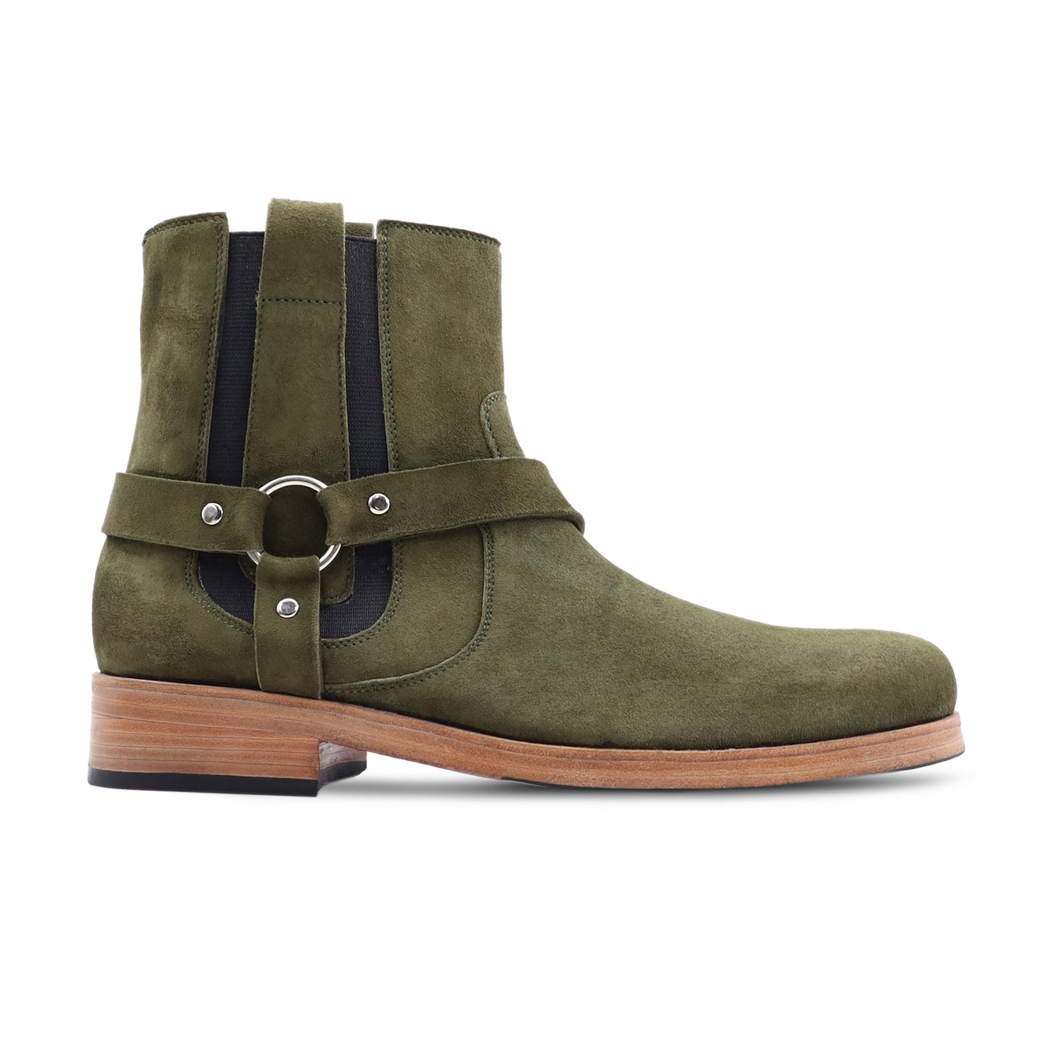 Ansfe - Men's Olive Green Kid Suede Jodhpur Boot