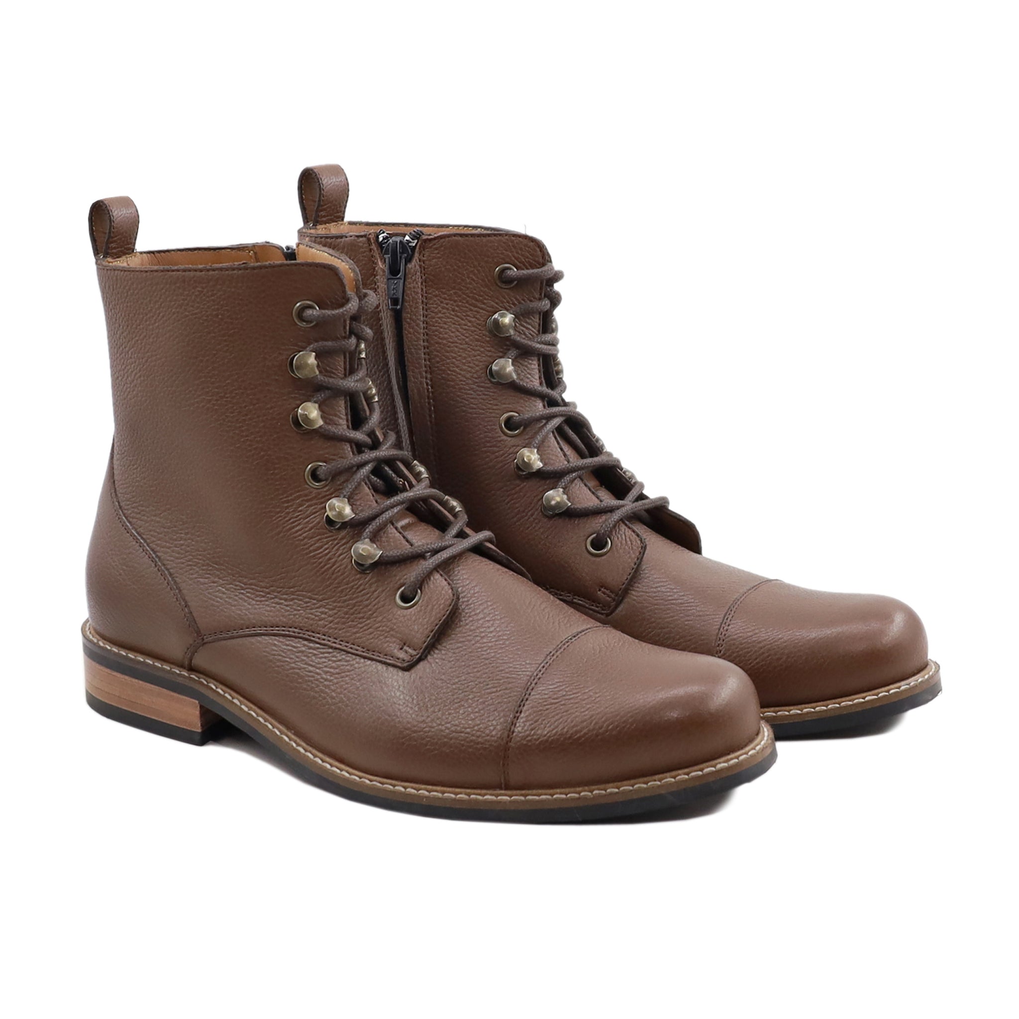 Matti - Men's Brown Pebble Grain Leather Boot